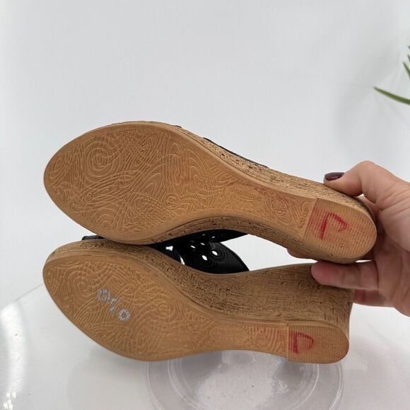 Spring Step Womens Topaz Sandal Women's Size 39 8 Black Leather Lasercut Slide - Picture 11 of 13